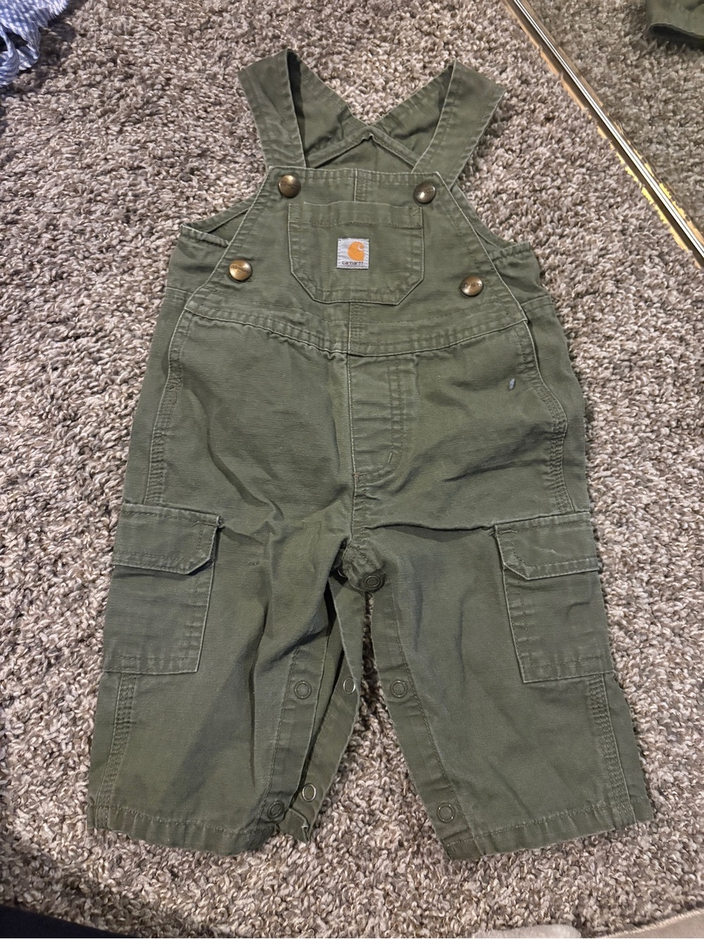 Carhartt Olive Green Boys Cargo Overalls
